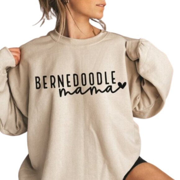Bernedoodle Mama NEW tan crewneck sweatshirt - Picture 1 of 2